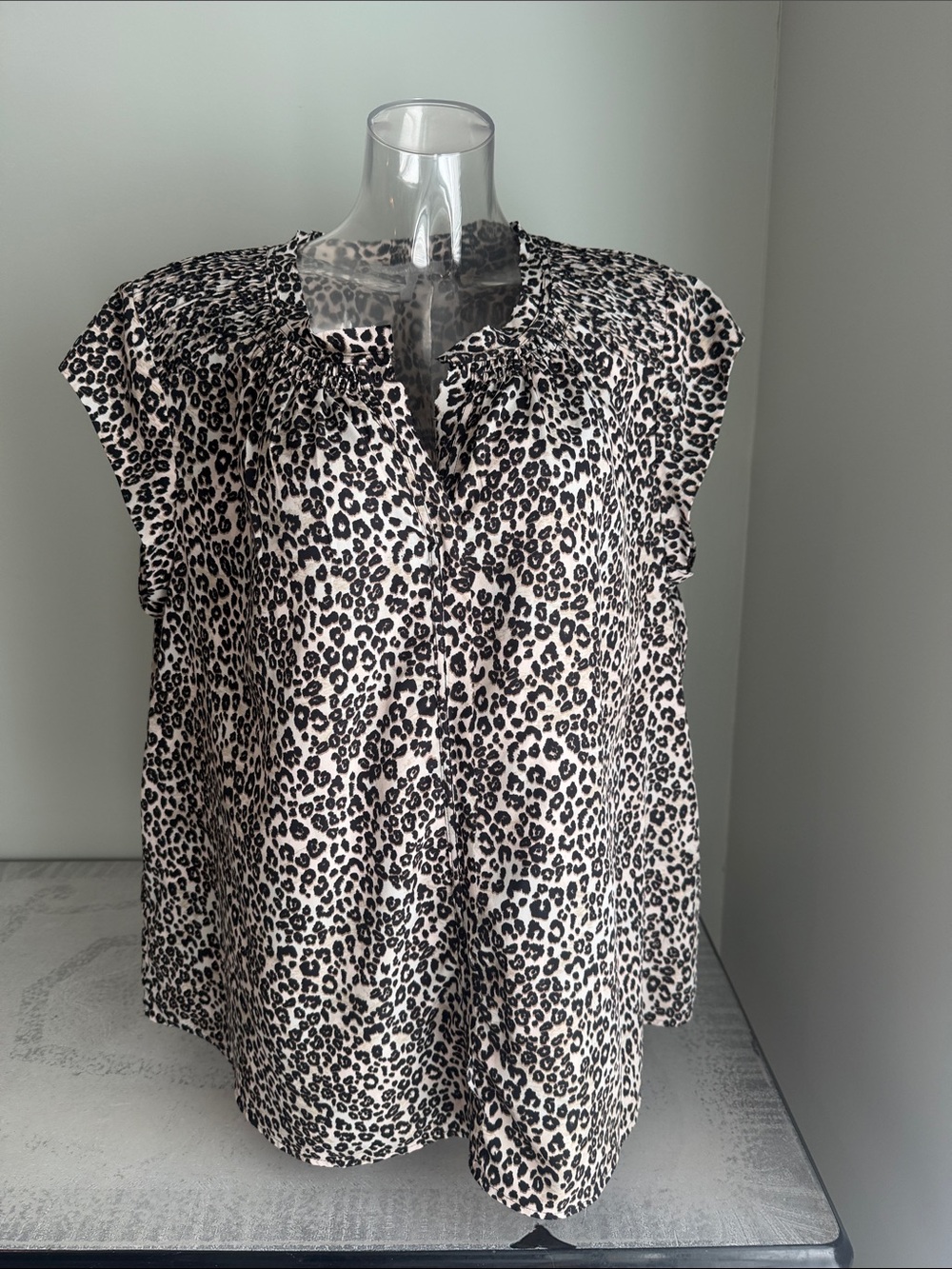 Daniel Rainn Animal Print Blouse - Black & Cream size 2X